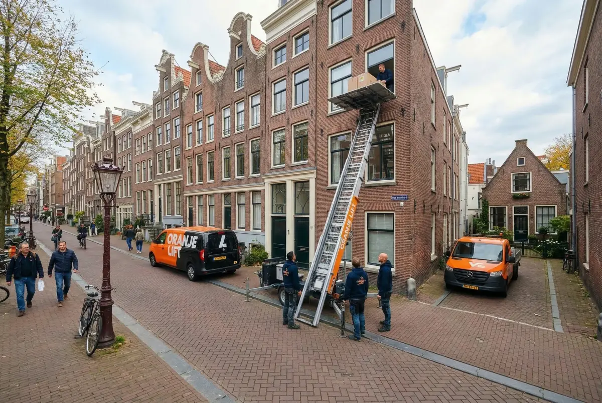 Verhuislift bij vooroorlogse bovenwoning in Delfshaven Rotterdam