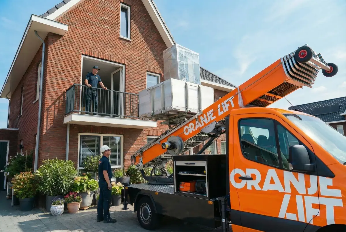 Verhuislift close-up detail in Dordrecht